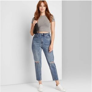 Women's Super-High Rise Distressed Curvy Mom Taper Jeans - Wild Fable